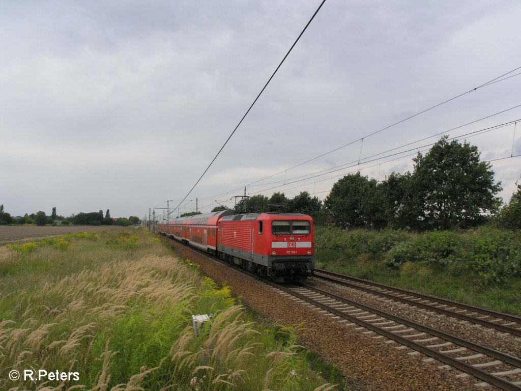 112 115-1 zieht bei Jacobsdorf(Mark) den RE1 Eisenhttenstadt.19.08.08