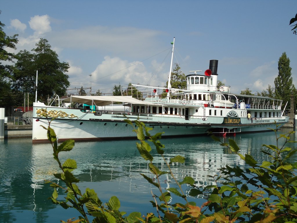 (127'632) - Dampfschiff Bl�mlisalp am 5. Juli 2010 an der Schiffl�ndte Thun