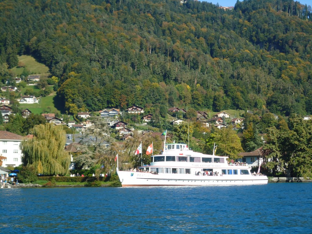 (130'144) - Motorschiff Beatus am 3. Oktober 2010 auf dem Thunersee