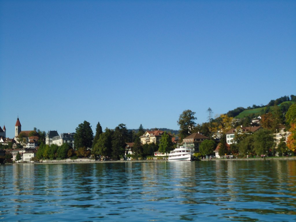 (130'147) - Das Schloss Thun vom Thunersee aus am 3. Oktober 2010