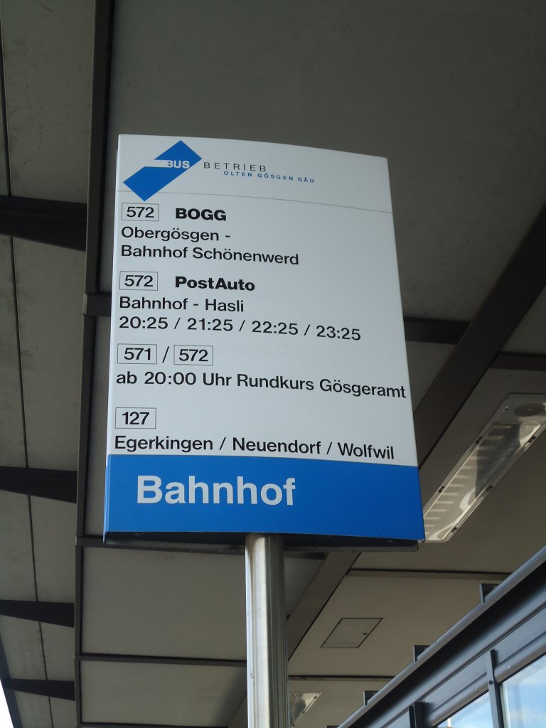 (130'823) - BOGG-Haltestelle - Olten, Bahnhof - am 30. Oktober 2010