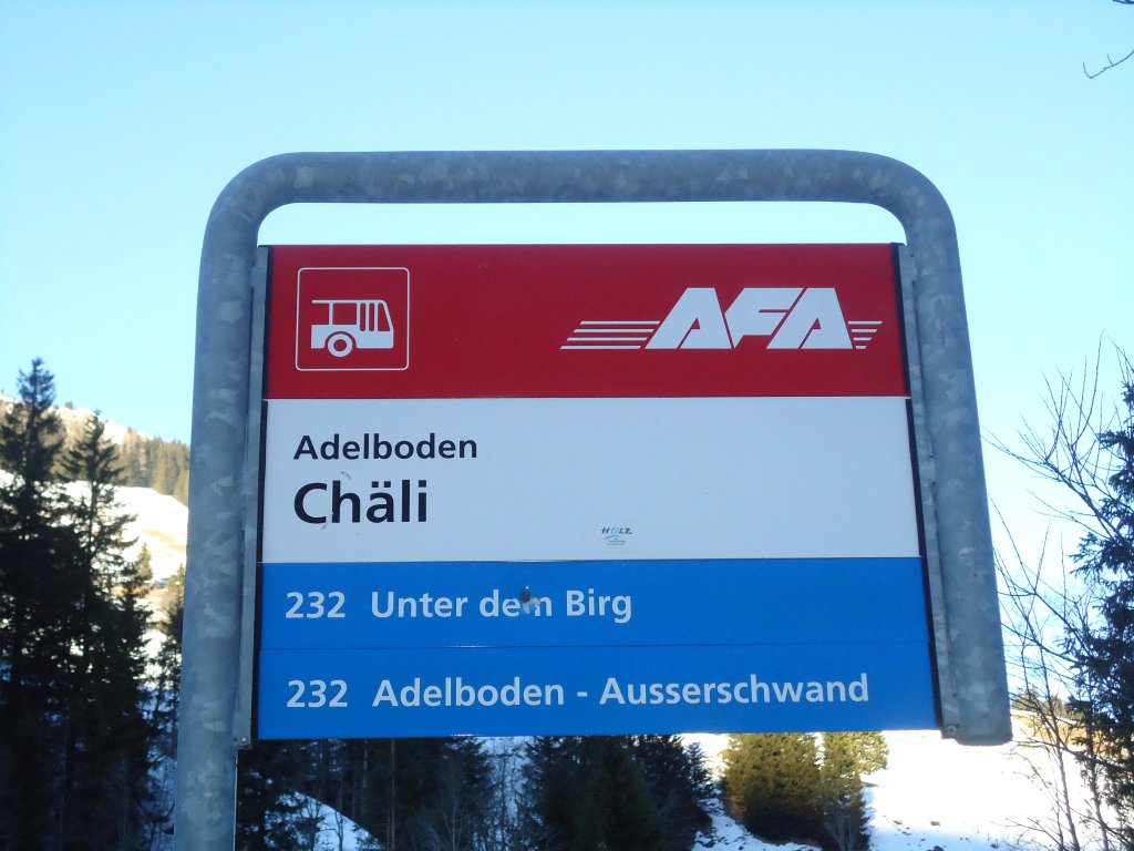 (132'106) - AFA-Haltestelle - Adelboden, Ch�li - am 8. Januar 2011