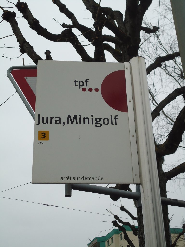 (132'712) - TPF-Haltestelle - Fribourg, Jura, Minigolf - am 7. M�rz 2011