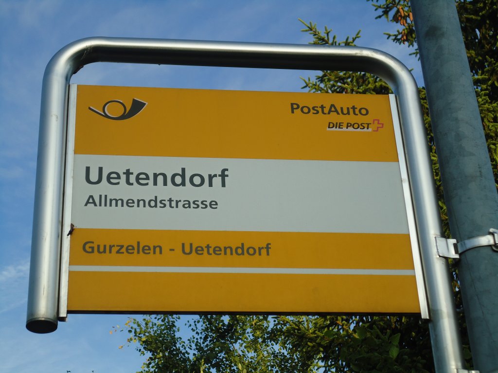 (134'180) - PostAuto-Haltestelle - Uetendorf, Allmendstrasse - am 12. Juni 2011