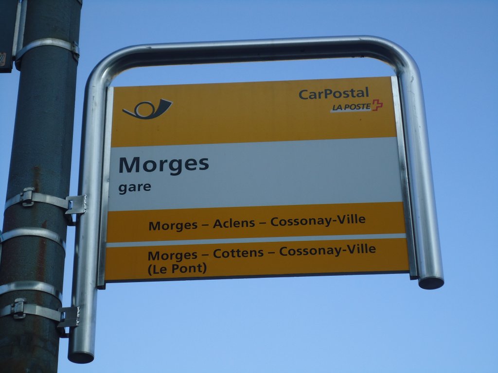 (138'157) - PostAuto-Haltestelle - Morges, Gare - am 9. M�rz 2012