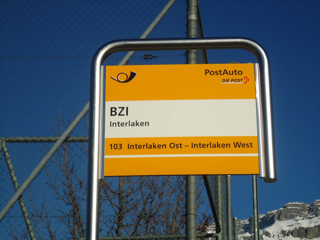 (138'336) - PostAuto-Haltestelle - Interlaken, BZI - am 14. M�rz 2012