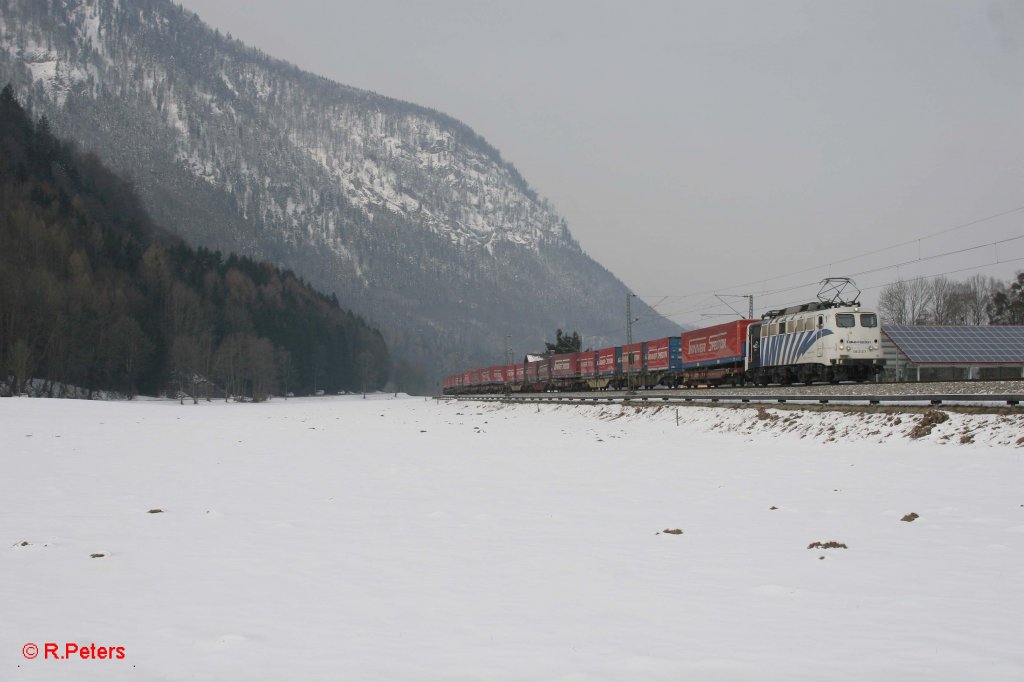 139 213-3 mit TEC 43237 Wechselpritschen Winner Spedition bei Niederaudorf. 04.02.11