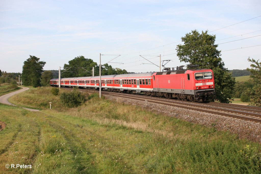 143 100-6 schiebt RE 59224 Treuchtlingen - Nrnberg bei Ellingen. 16.09.11