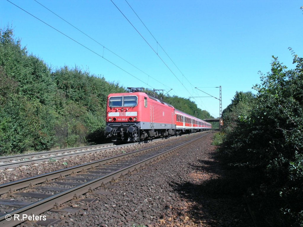 143 160-0 zieht bei Nittendorf eine RB Neumarkt(Oberpfalz). 09.09.08