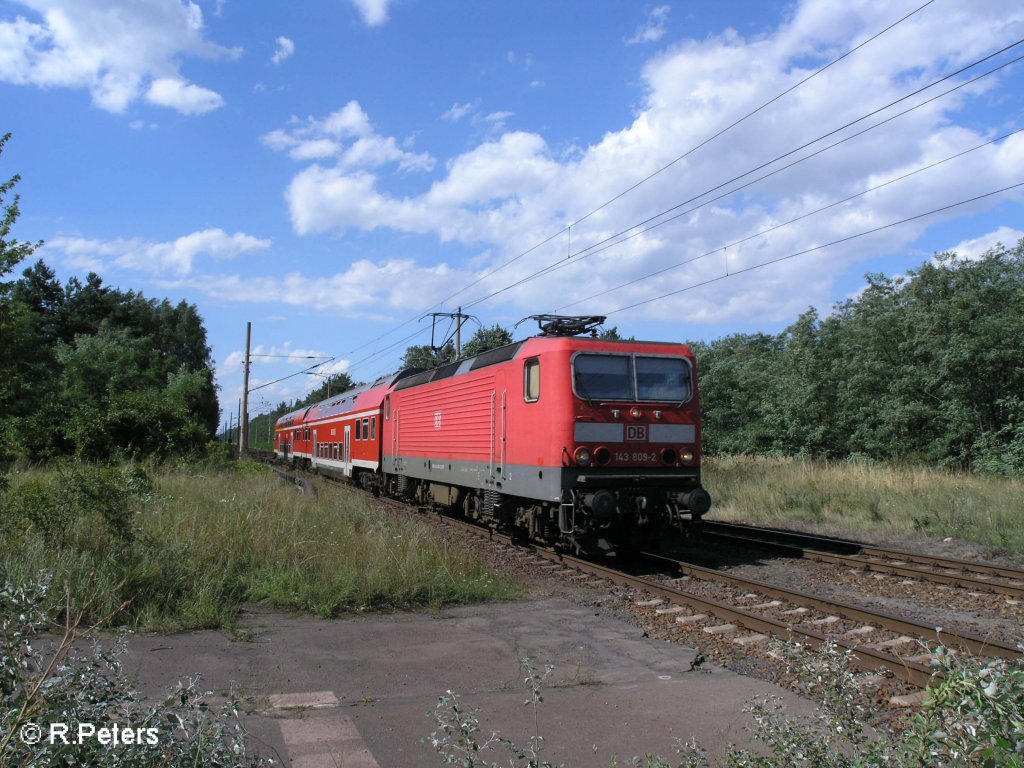 143 809-2 zieht beim ex HP Vogelsang den RB11 Cottbus. 13.08.08