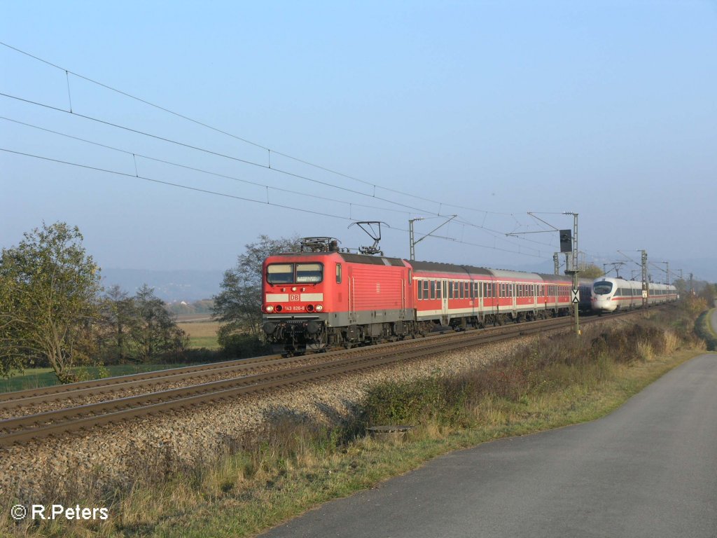 143 826-6 zieht bei Plling eine RB Erlangen. 25.10.08