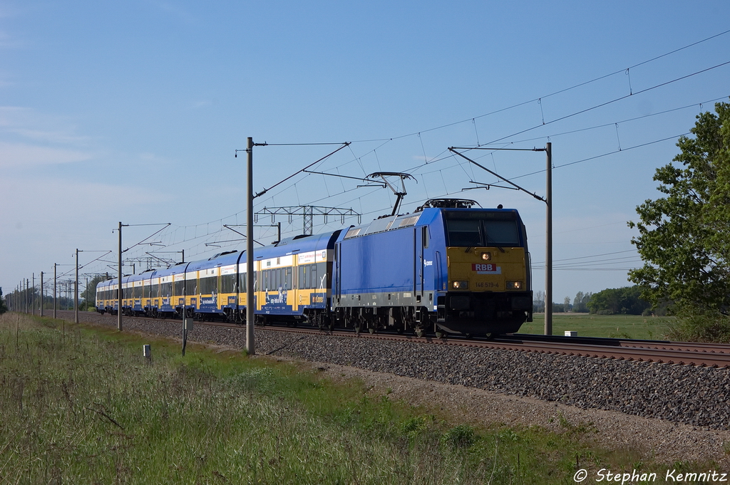 146 519-4 Captrain Deutschland GmbH mit dem Interconnex (X 68904) von Warnemnde nach Leipzig Hbf in Vietznitz. Netten Gru an den Tf! 15.05.2013