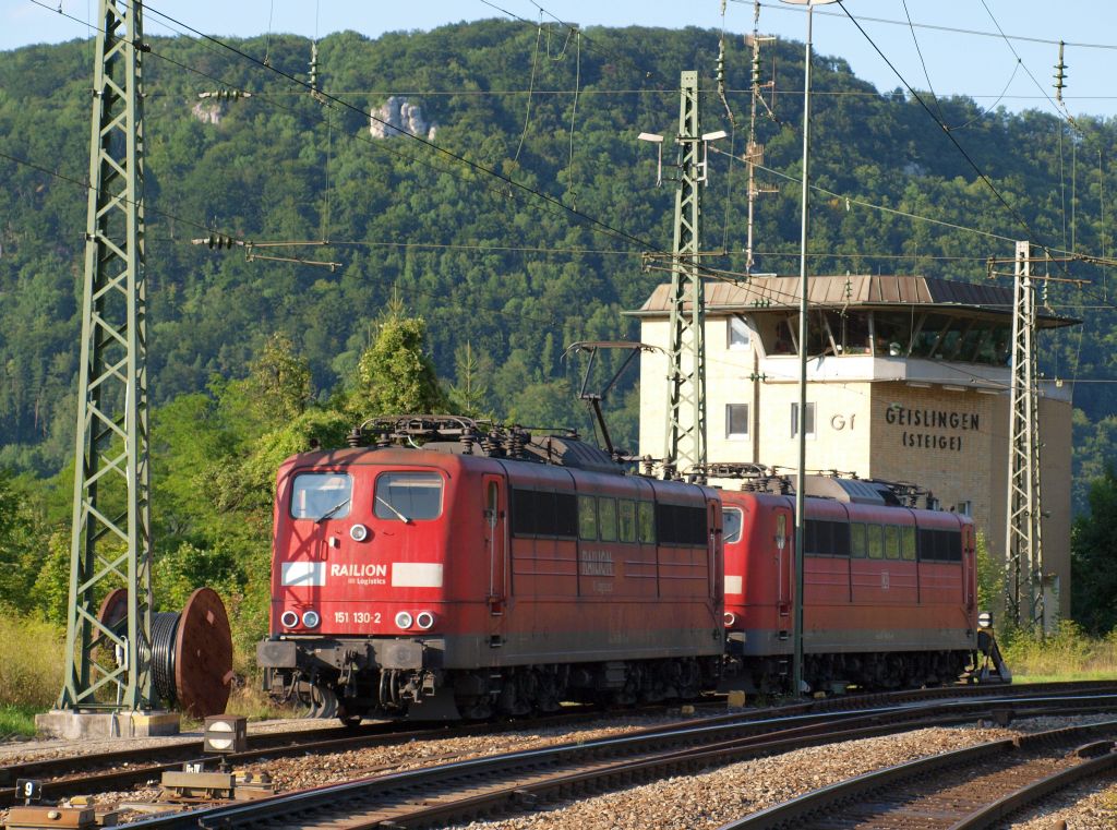 151 130-2 machte eine Pause am 9.8 im Bahnhof Geislingen an der Steige.