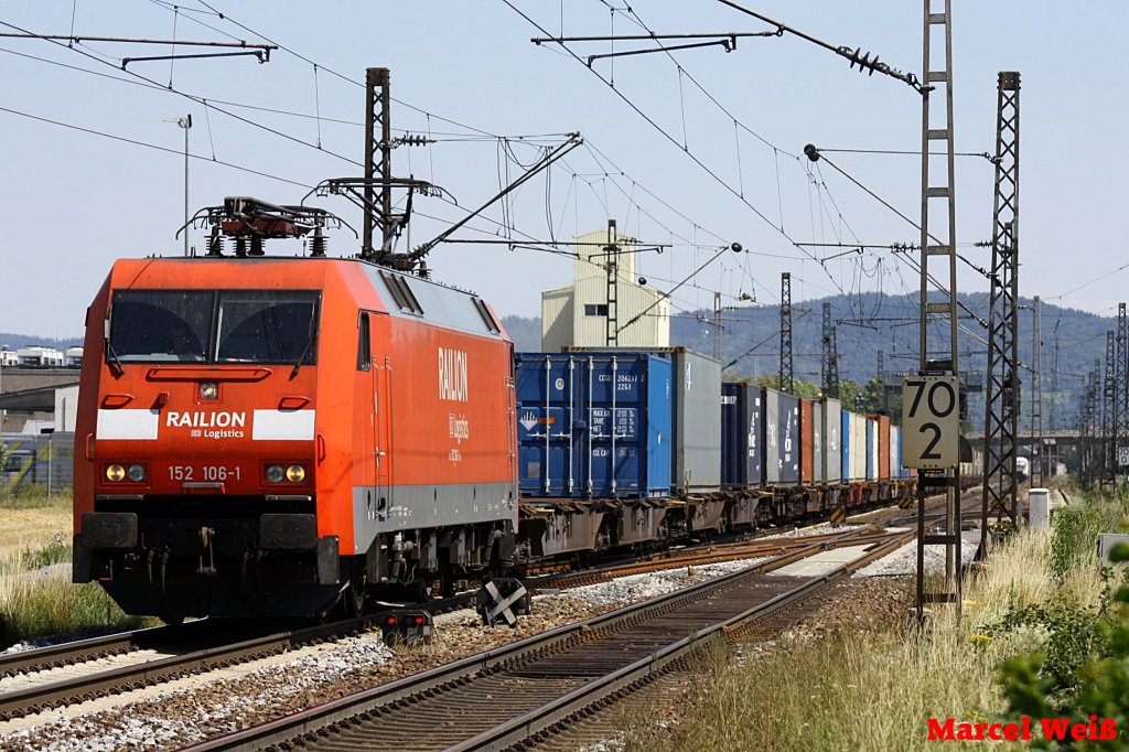 152 106-1 bei Leutershausen, (kurz vor Heidelberg) 16.07.2011