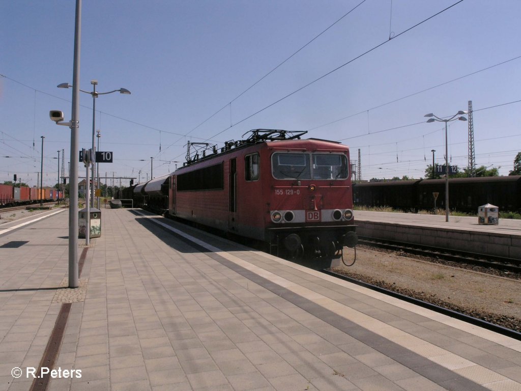 155 129-0 durchfhrt Frankfurt/oder mit ein gemischten Gterzug. 09.06.08