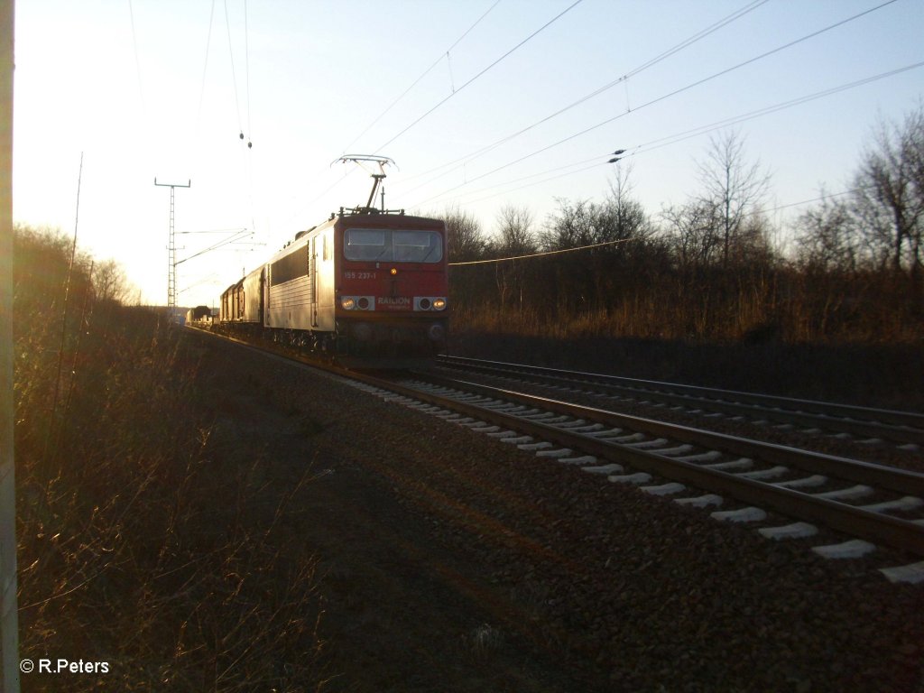 155 237-1 mit gemischten Gterzug bei Einfahrt in Frankfurt/Oder. 07.03.11