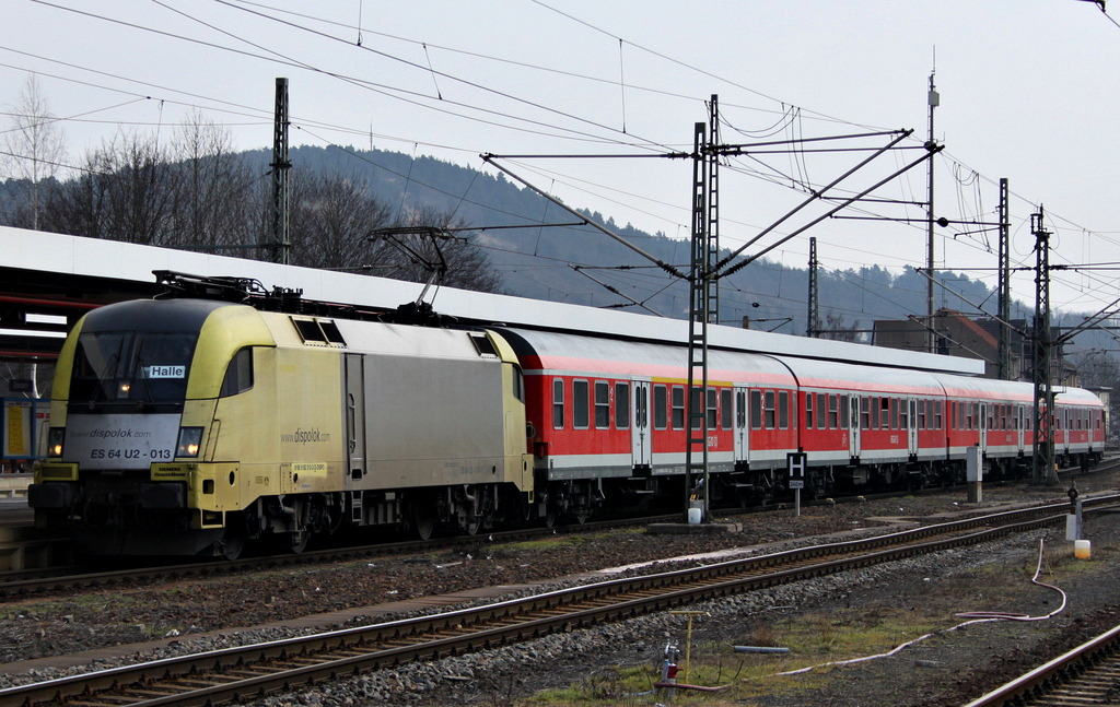 182 513 DB Regio/MRCE Dispolok mit einer RB aus Halle/Saale bei der Ankunft in Eisenach um nach kurz Wartezeit wieder zurck nach Halle/Saale zu fahren. 07.03.12