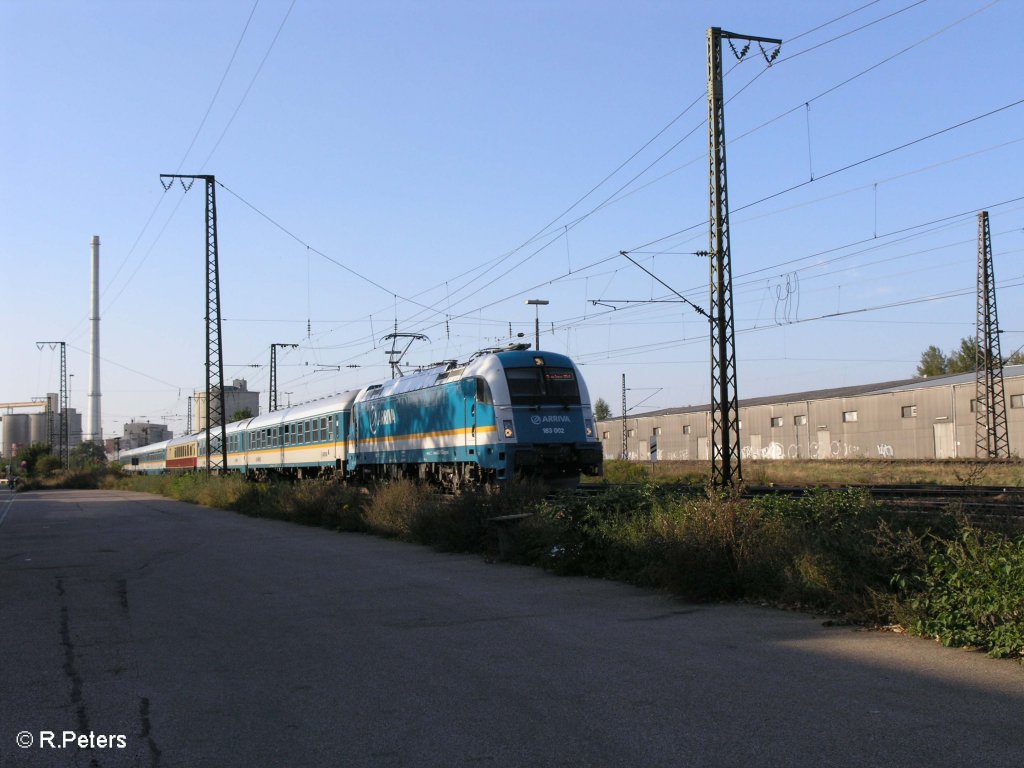 183 002 verlsst Regensburg als ALX37985 nach Mnchen. 09.09.09
