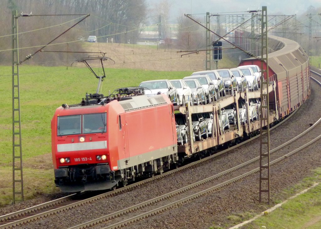 185 153-4 mit Gterzug am 25.03.10 bei Harrbach