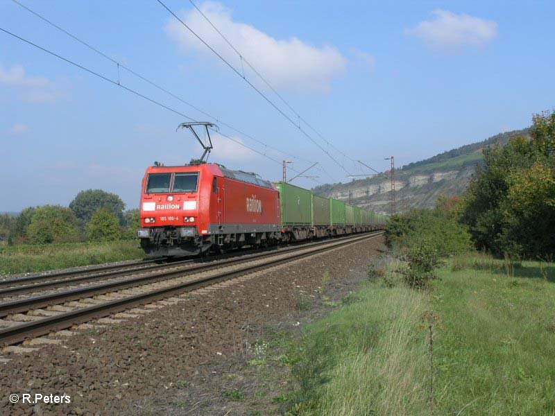 185 186-4 zieht bei Thngersheim den Containerzug Consend Leasing. 27.09.08
