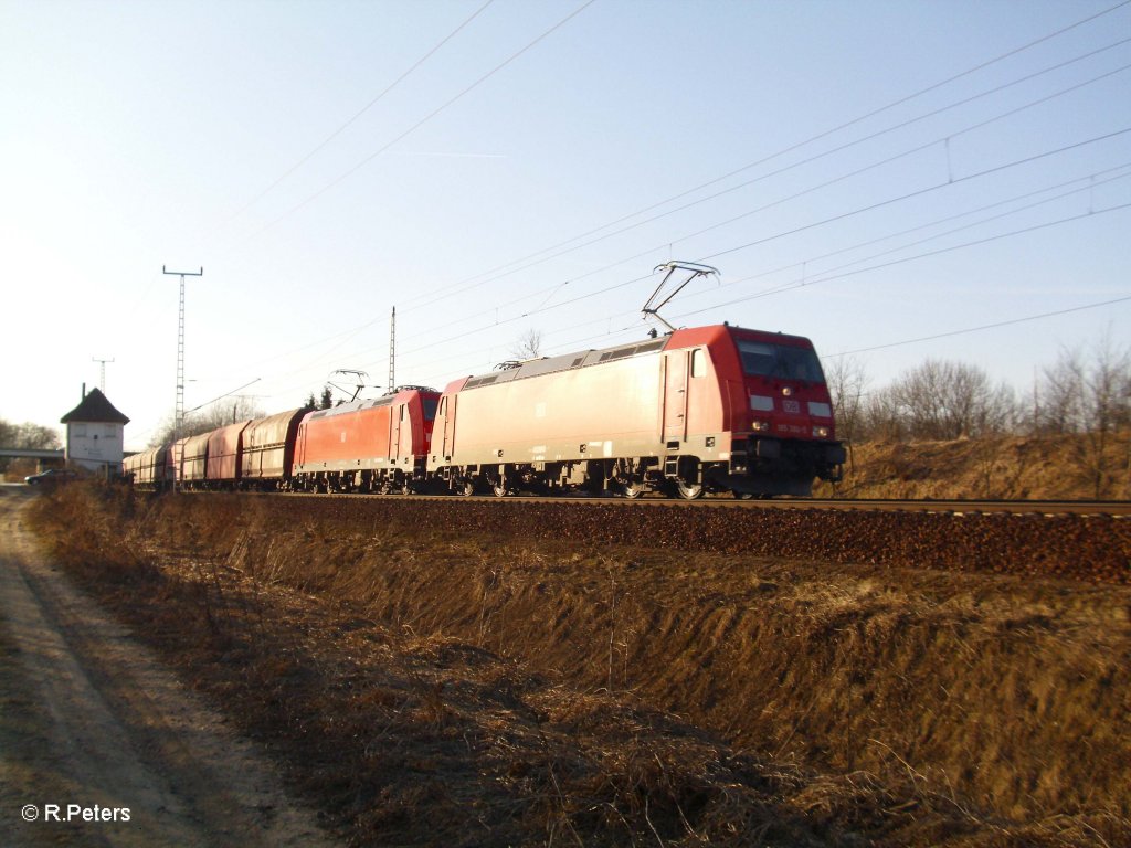 185 384-5 +301 und Kohlezug bei Frankfurt/Oder Nuhnen. 07.03.11