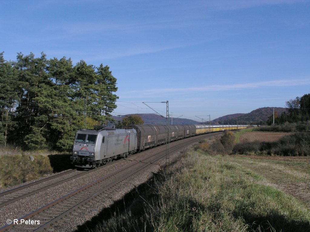 185 531-1 mit einem BMW-Zug bei darshofen. 29.10.10