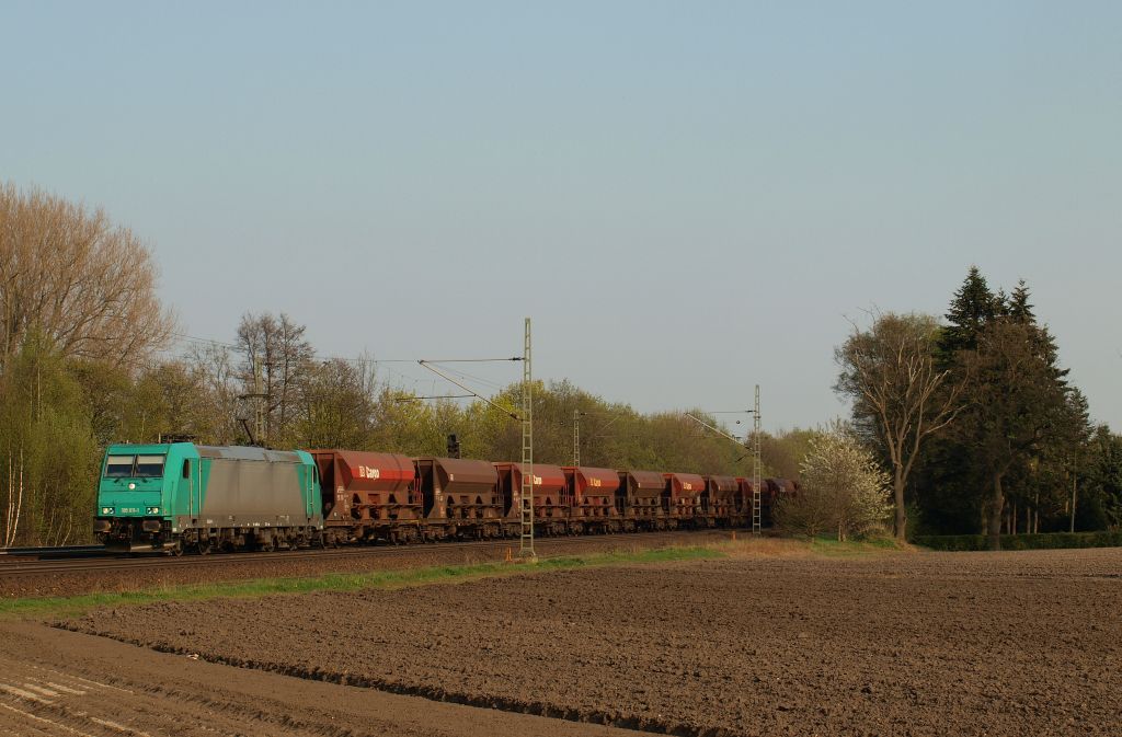 185 611-1  Pfefferminzbonbon  rollte mit dem 62194 von Neuburxdorf nach Itzehoe durch Halstenbek am 19.4.11.