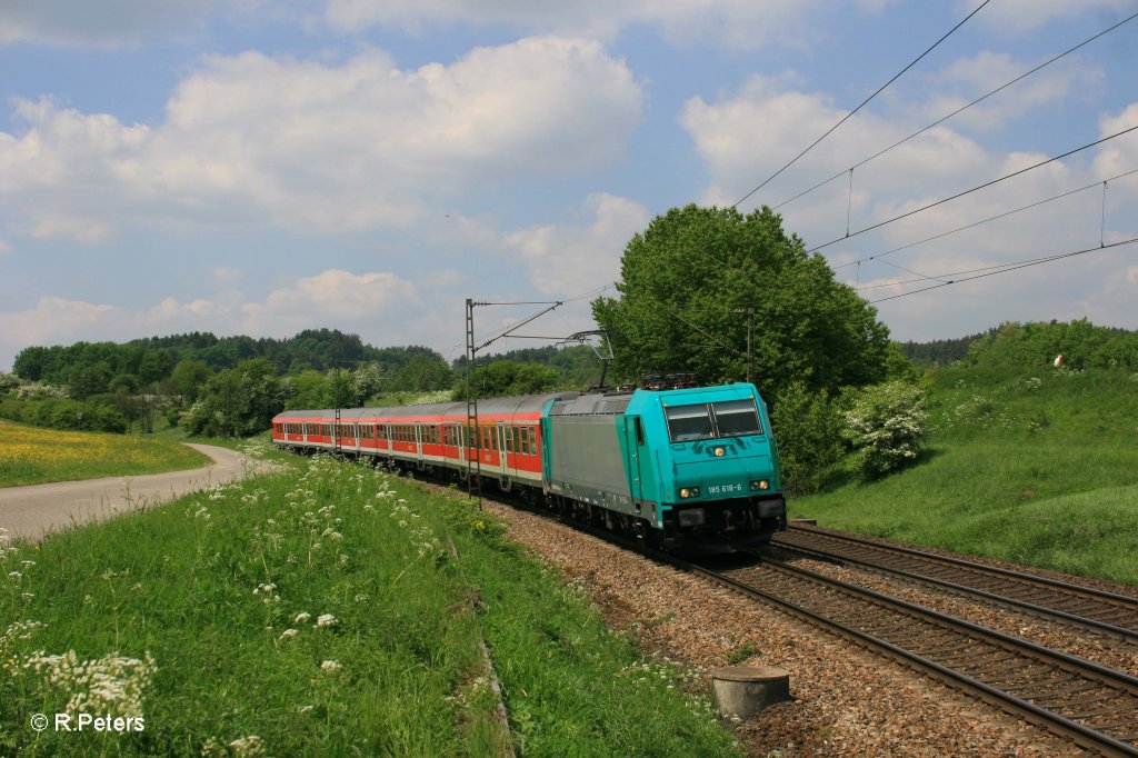 185 618-6 mit S3 39339 Neumarkt(Oberpfalz) bei Plling. 13.05.11