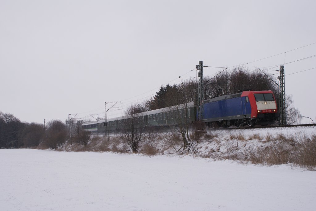 185 CL-003 der Eurobahn mit dem RE 13 in Unna-Uelzen am 13.02.2010