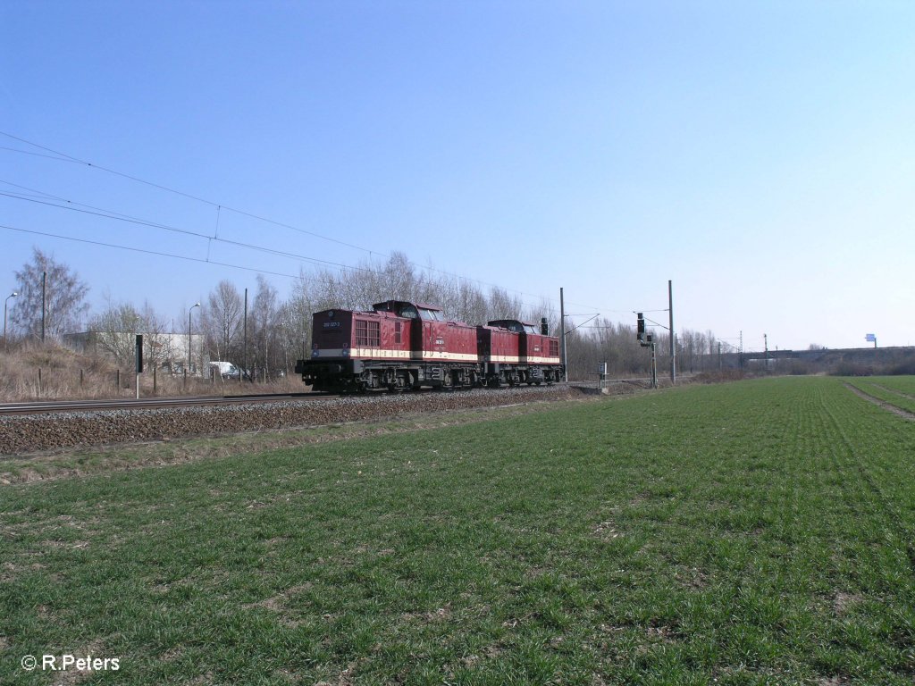 202 425-5 und 203 327-3 kurz vor Leipzig bei Podelwitz. 29.03.11