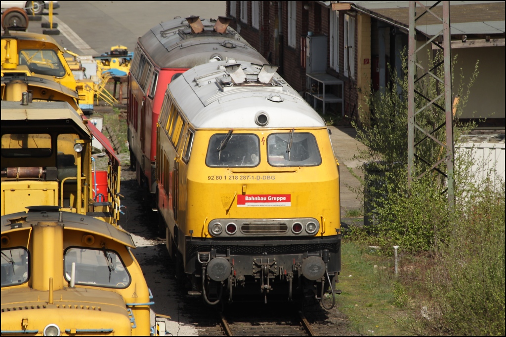 218 287 der DBG abgestellt am 09.04.11 in Duisburg Entenfang