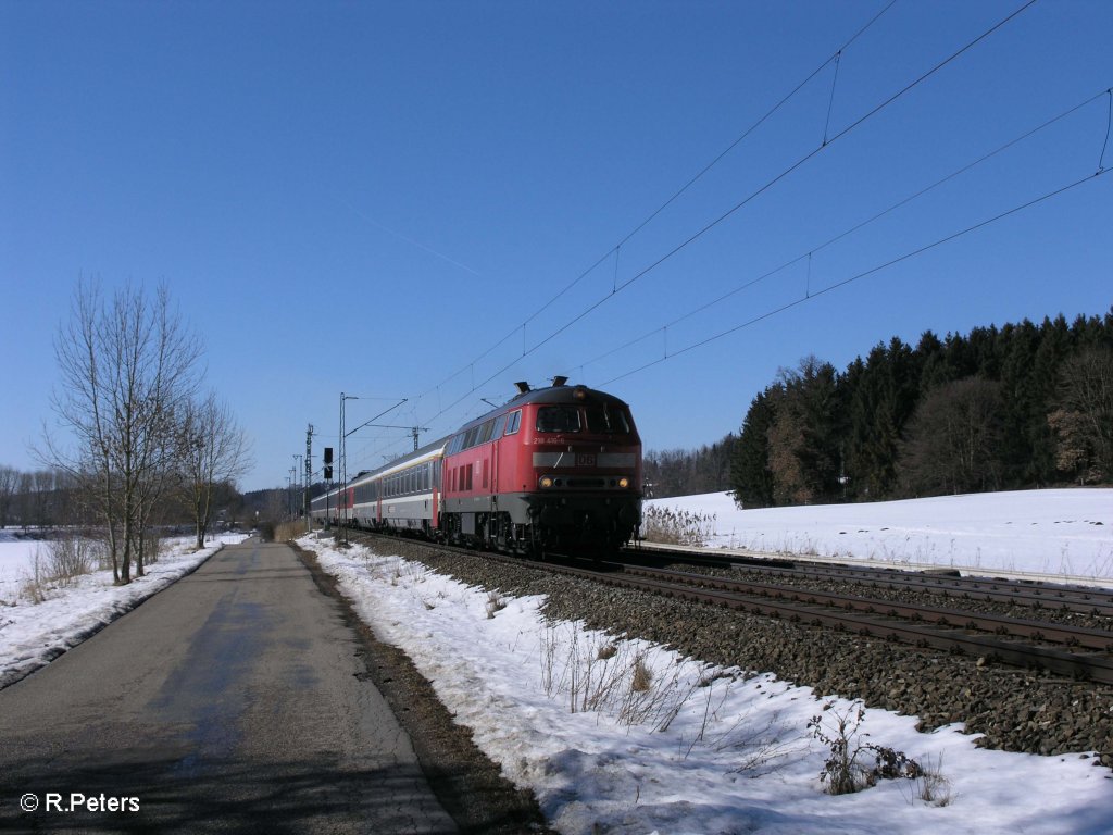 218 416-6 lsst Geldendorf mit dem EC193 nach Mnchen hintersich. 28.02.09
