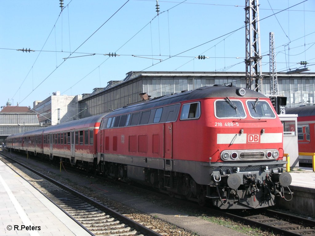 218 488-5 hat Mnchen HBF mit einer RB erreicht. 10.04.09