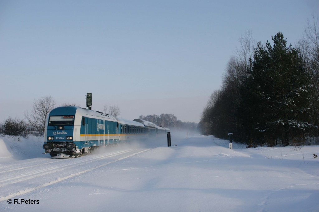 223 064 mit ALX84109 nach Mnschen bei Schnfeld. 28.12.10