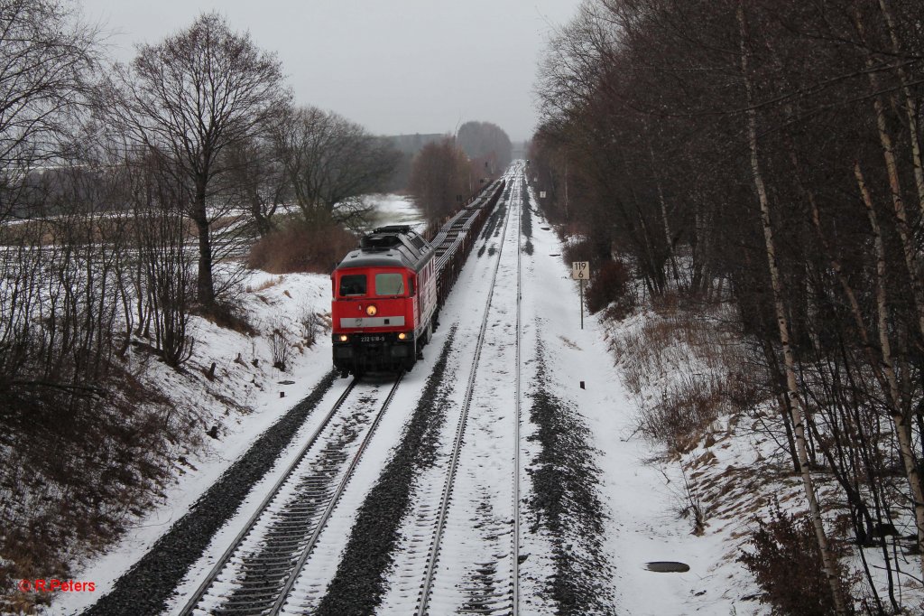 232 618-9 mit Langschienenzug hinter Waldershof. 05.02.13