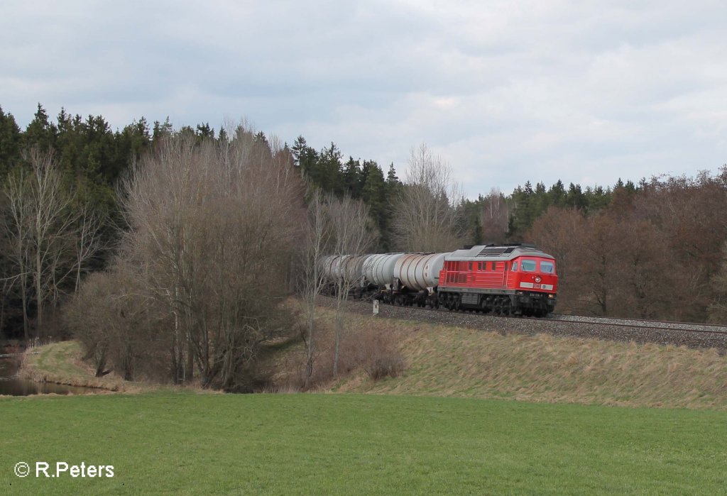 233 176-7 mit Kesselzug nach Regensburg Ost bei Oberteich. 17.04.13