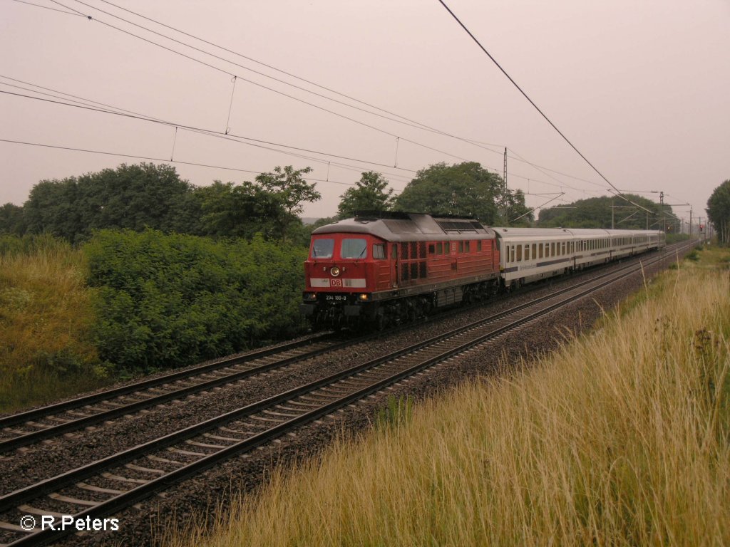 234 180-8 zieht bei Jacobsdorf den EC44 nach Berlin. 13.07.08