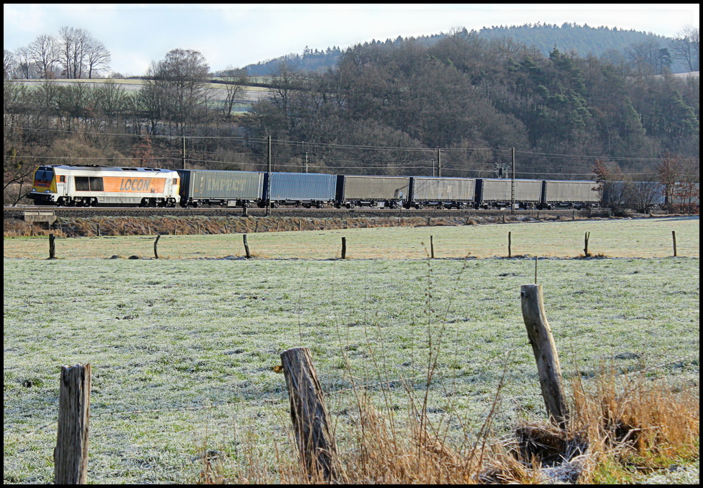 264 005 von Locon mit Containerzug am 13.01.13 bei Hermannspiegel