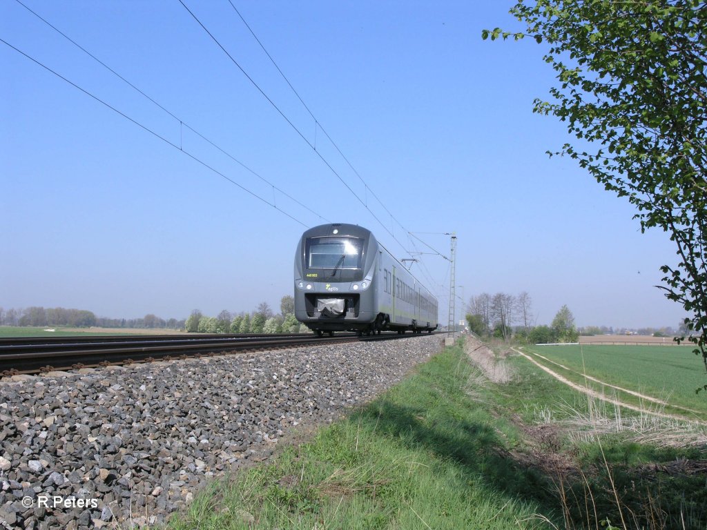 440 903 als AG84410 Plattling – Neumarkt (Oberpfalz) bei Moosham. 21.04.11
