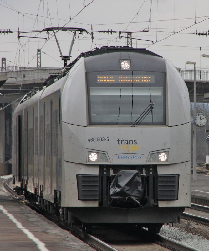 460 503 auf dem Weg nach Koblenz beim Zwischenhalt in Sinzig (Rhein). (13.03.10)