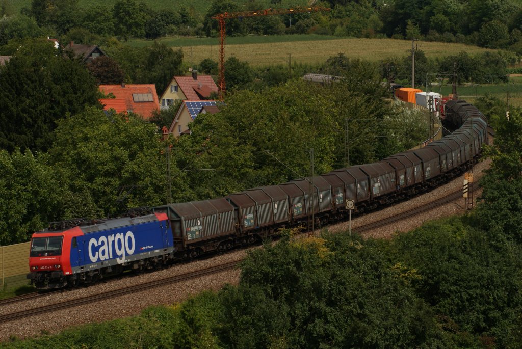 482 014-8 mit einem Gterzug in Schallstadt am 11.08.2010