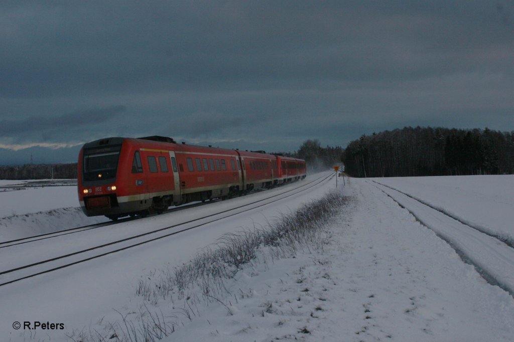 612 053 als RE 3696 Regensburg - Gera bei Oberteich. 30.12.11