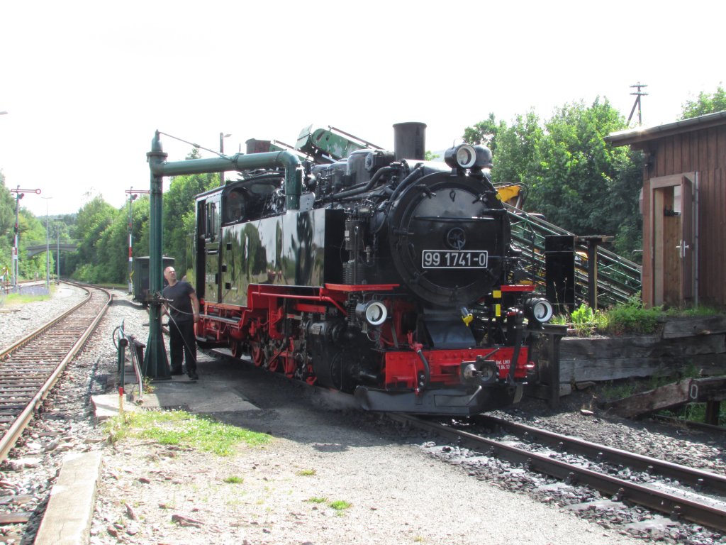 99 1741-0 stand am 12.Juli.2013 in Cranzahl am Wasserkran
