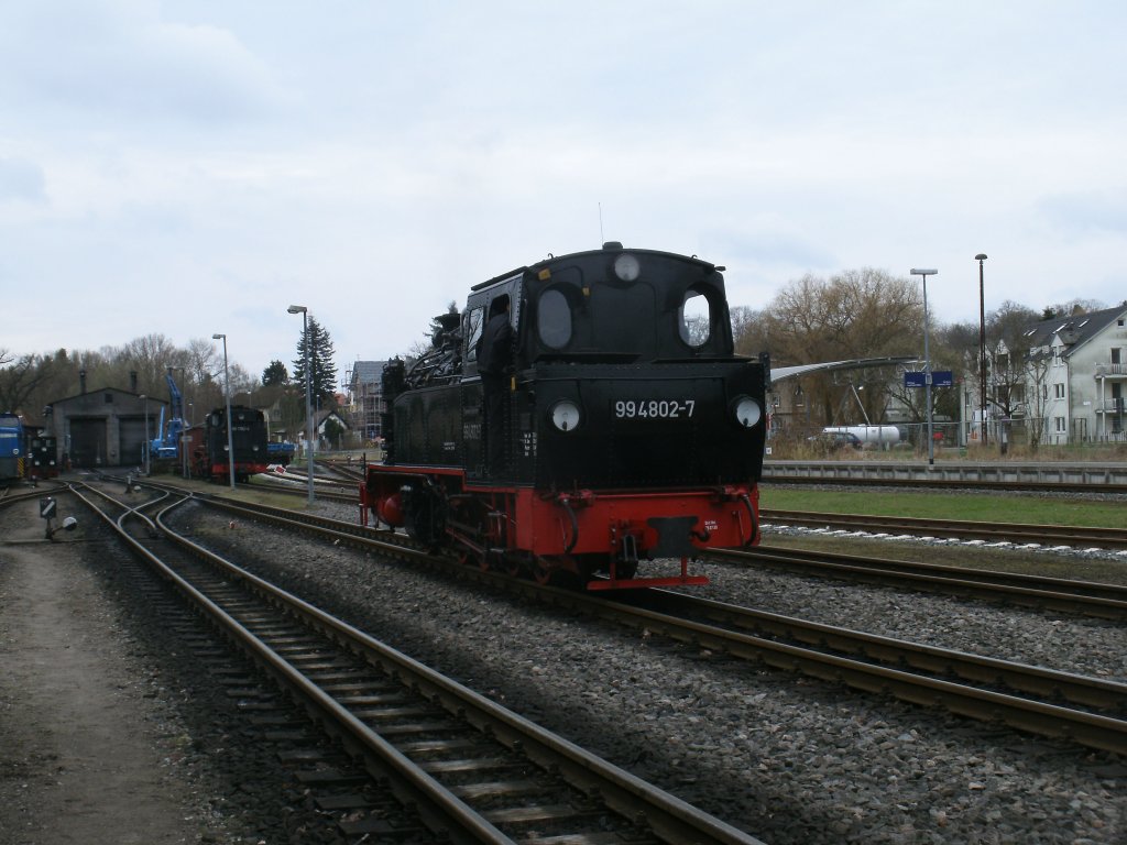 99 4802 dampfte am tr�ben 27.April 2013,in die Putbuser Einsatzstelle. 