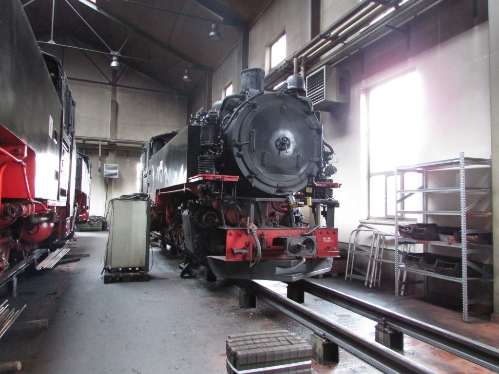 99 761 stand zur Hauptuntersuchung im Lokschuppen O&acute;thal am 15.Juli.2013