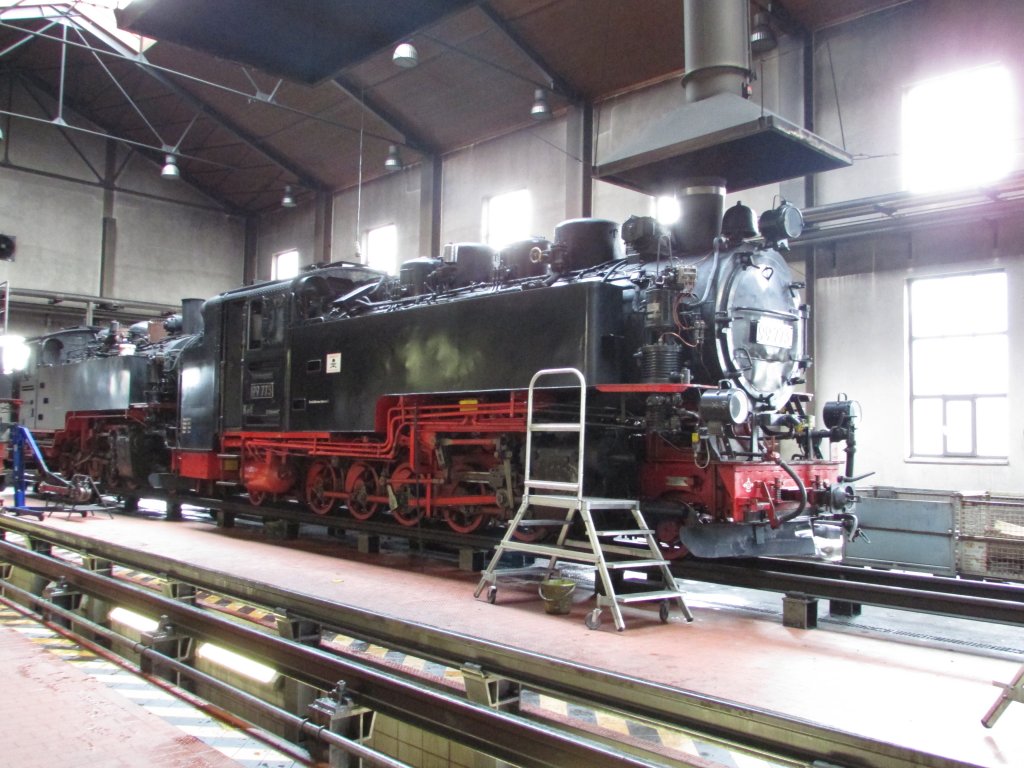 99 773 stand als Reserve im Lokschuppen O&acute;thal am 15.Juli.2013