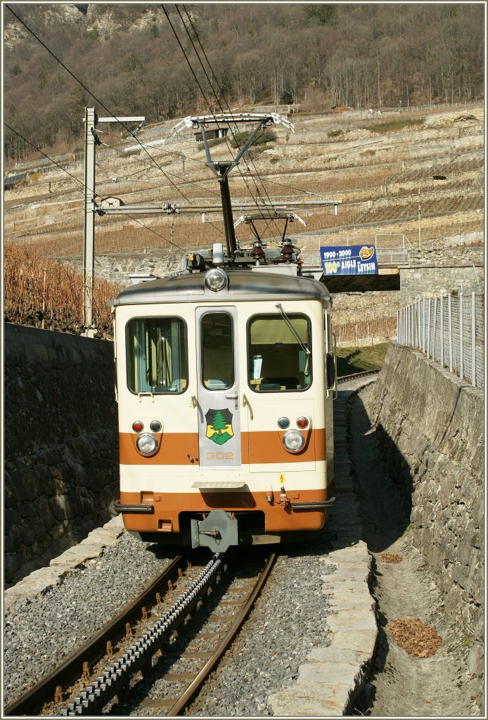 A-L BDeh 4/4 302 auf dem Weg nach Leysin. 
04.02.2011