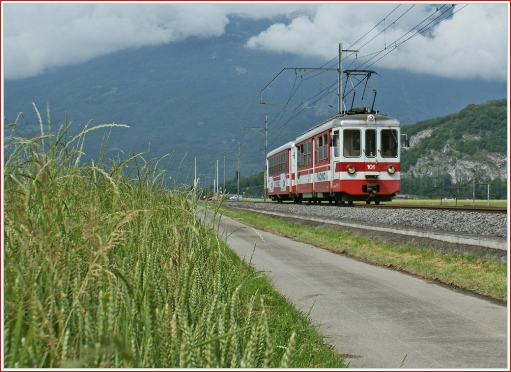 AOMC Regionalzug 131 Monthey Ville - Aigle bei Vully am 14. Juni 2010.