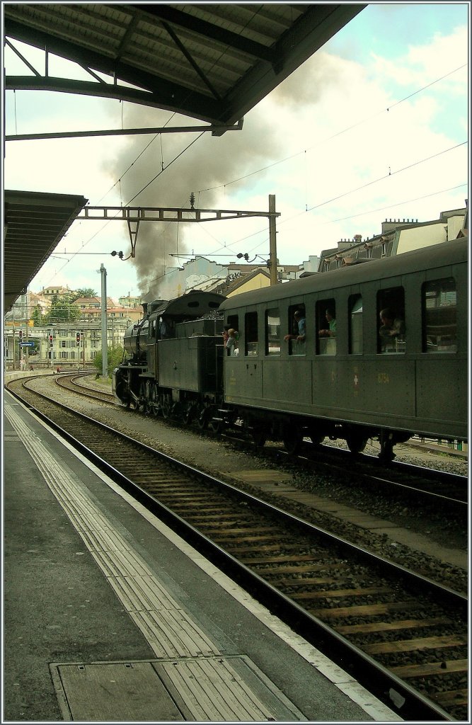 Dampflok Ambiente wie anno dazumal . 
Lausanne, den 2.9.12