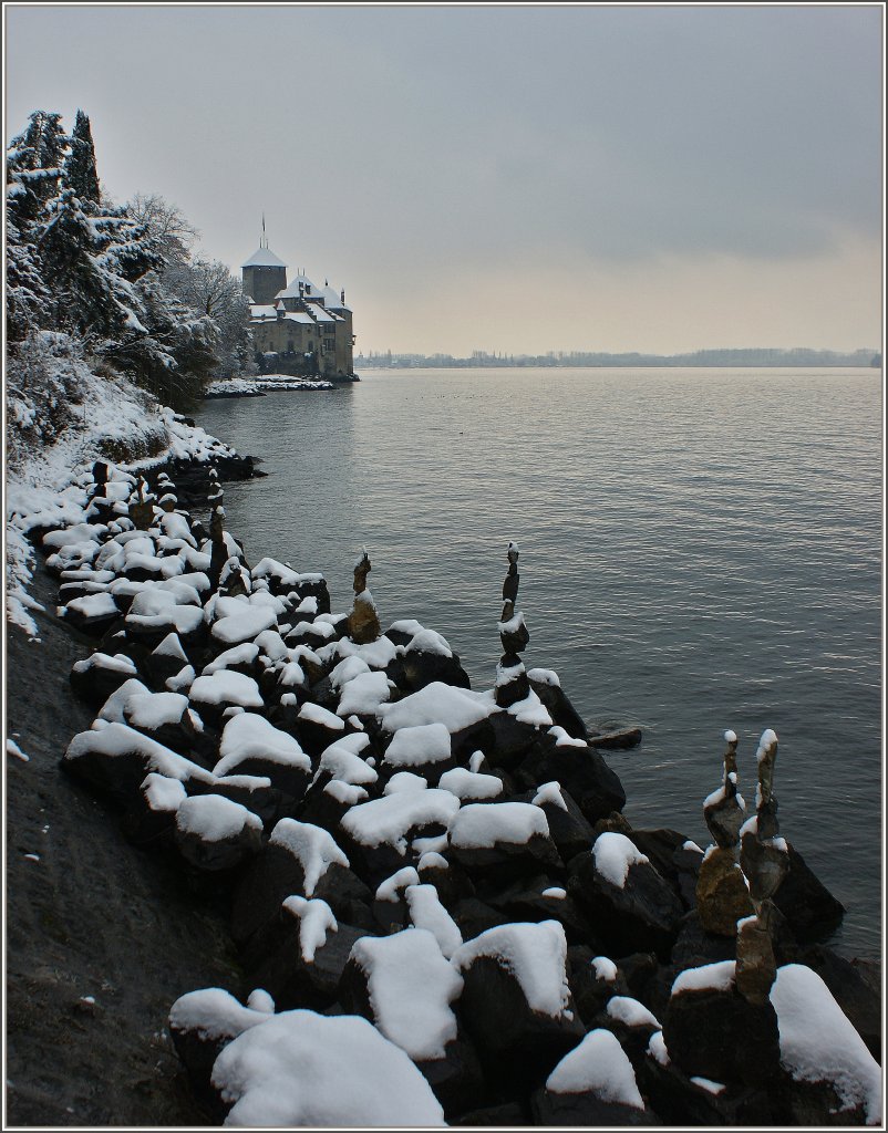 Das Chteau de Chillon und das Ufer des Genfersee's wurden am 05.01.2010 zugeschneit. 